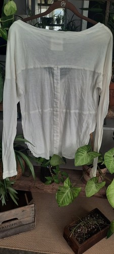 One Teaspoon IVORY Button Down HENLEY XS Oversized - Picture 3 of 5