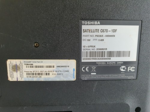 TOSHIBA SATELLITE C670-1DF INTEL PENTIUM 2.20GHz 8/320GB WIN 10 Read Description - Picture 10 of 11