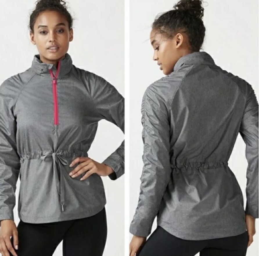 Fabletics Danielle Reflective 1/2 Zip Gray Pink P… - image 2