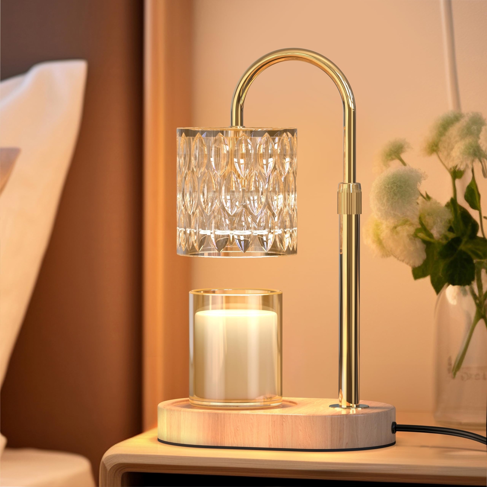 Vintage Candle Warmer Lamp with Timer Adjustable Height for Home Bedroom Decor-image