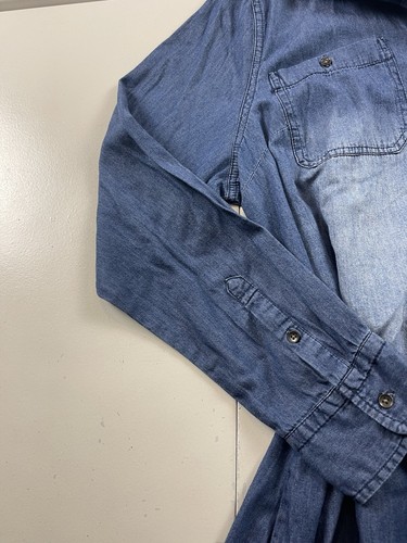 Faded Glory Denim Jean Dress Women Size XXL (20 ) Blue Chambray Button Up Belted - Picture 8 of 13