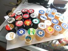 Lot of 29 NON-WOOD Empty Thread Spools, most are 1-1/2" O.D.: 12 Black, 17 Cream