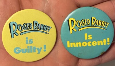 Who Framed Roger Rabbit Is Guilty Innocent Movie Promo Button 1988 Disneyland