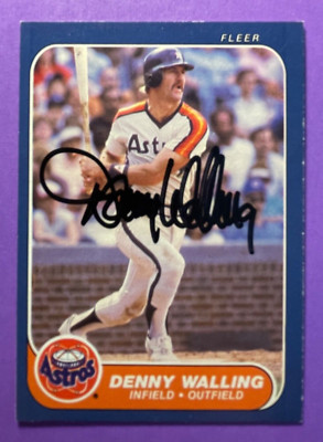 SIGNED DENNY WALLING 1986 FLEER AUTOGRAPHED BASEBALL CARD - ASTROS