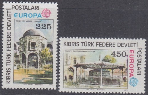 TURKEY CYPRUS Sc #55-6 CPL MNH SET of 2 - EUROPA 1978, HISTORIC SITES, MOSQUES - 第 1/1 張圖片