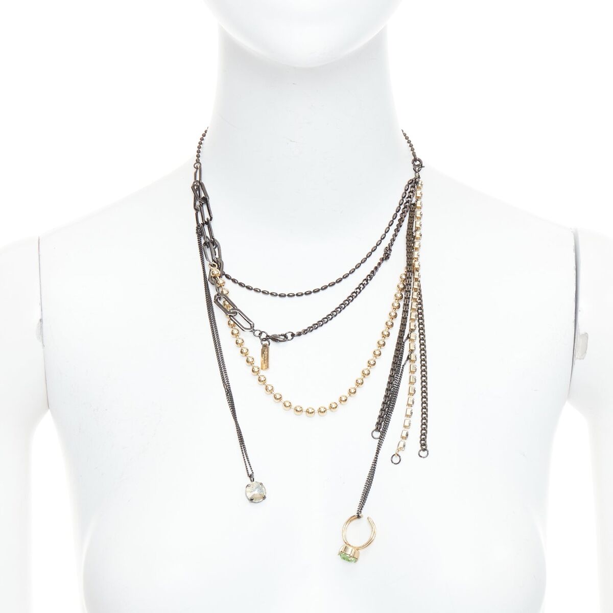 rare MAISON MARGIELA 11 Vintage chain pearl green ring rare MAISON MARGIELA 11 Vintage chain pearl green ring