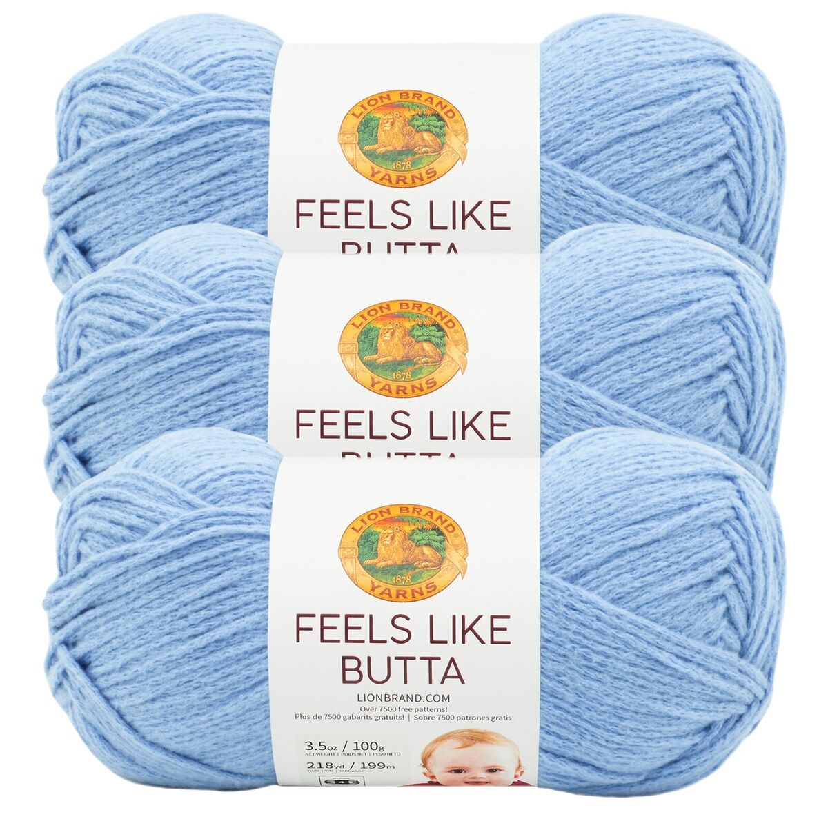 Lion Brand Yarn Feels Like Butta Soft Yarn for Crocheting and Knitting, Velvety, 3-Pack, Periwinkle