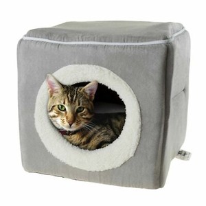 Cat Cube Hideout Cave Gray 12 x 12 Removable Cushion Kitty Cavern Bed - Click1Get2 Promotions