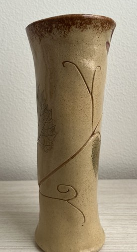 Studio Pottery Artist Signed Folded Clay 10” Vase Nature Print - Barbara Dreyer - Picture 2 of 5