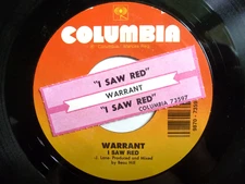 WARRANT 45 RPM 7" VINYL - I Saw Red W/TITLE STRIP