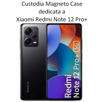WBWONE Leather Folio Cover per Xiaomi Redmi Note 12 Pro+ (12 Pro Plus), Custodia in Pelle PU Magnetica Libro Flip Portafoglio con [Funzione Stand]. Blu