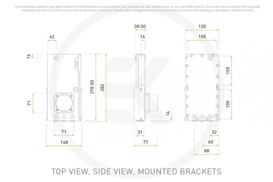EKWB EK-Quantum Kinetic 3 FLT 240 D5 PWM Pump/Reservoir Combo, D-RGB, Plexi - Image 3 of 4