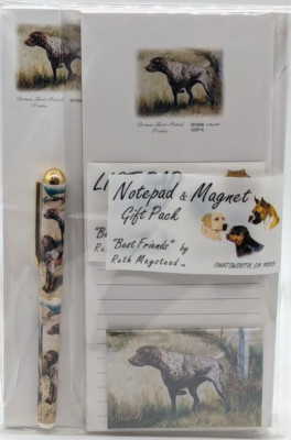 New German Shorthaired Pointer Magnetic List Pad, Note Pad, Magnet, Pen Gift Set