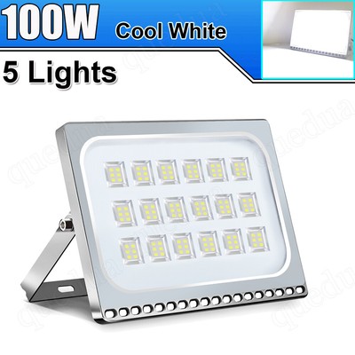 5X 100W Slim Super Power LED Flood Light Cool White Indoor Outdoor Security