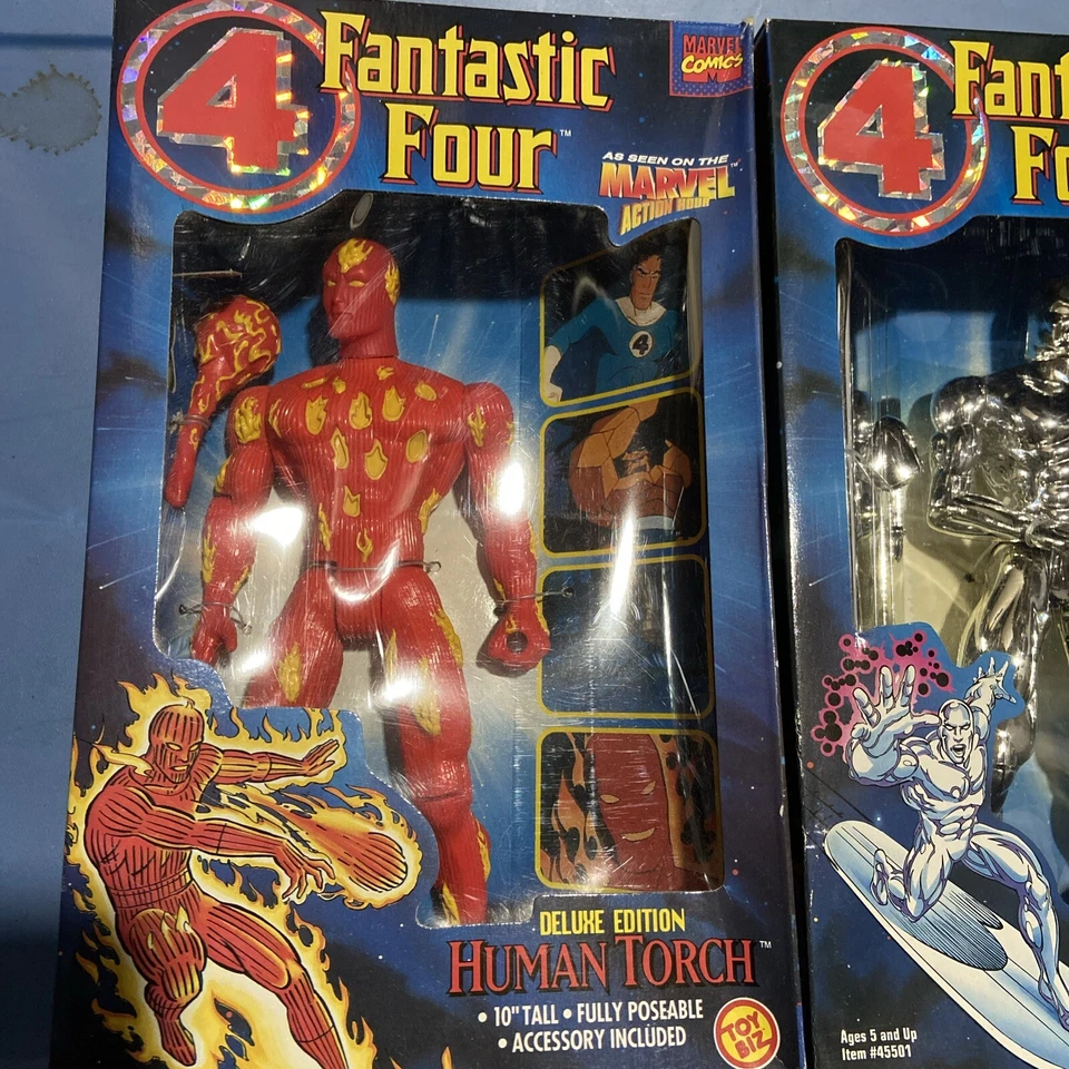Antorcha Humana 10" Silver Surfer Figura Marvel Fantastic Four Deluxe ToyBiz 1994 Foto 2 de 4