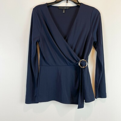 #ad #ad White House Black Market Top Faux Wrap Blue Navy S New Without Tags $24.00