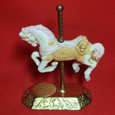 Vintage Willitts Design Porcelain Horse Carousel Brass Stand