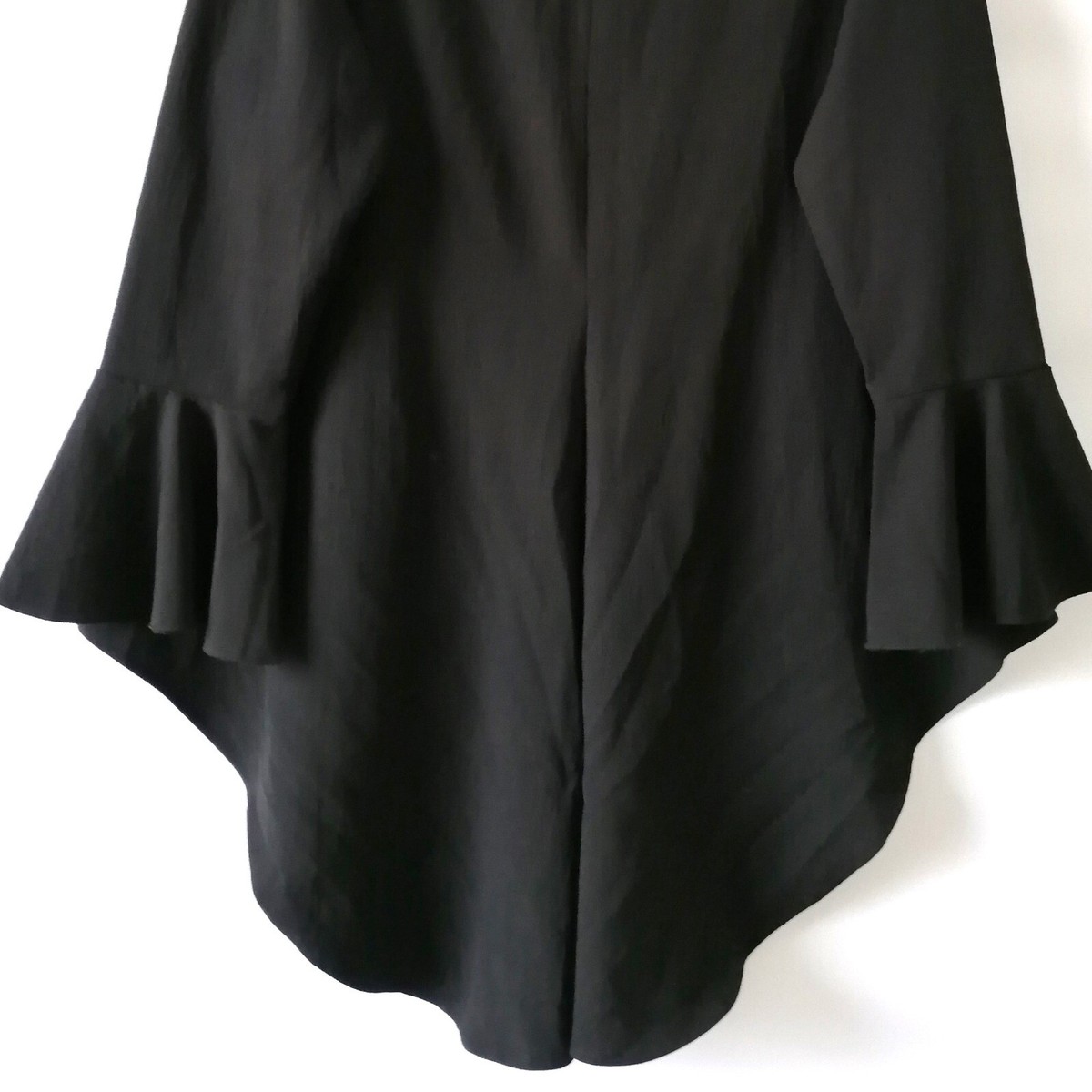 Emerson Lang Womens Black Bell Sleeve V Neck Front Slit Top