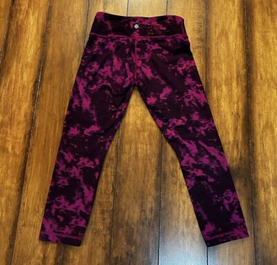 Lululemon Wunder Under Leggings Sz Magenta Black Tie Dye Marble High Rise 
