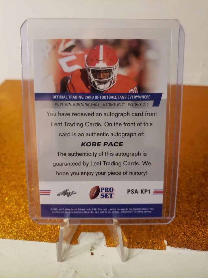 2022 Leaf Pro Set Football #PSA-KP1 Kobe Pace AUTO ROOKIE CARD RC - Image 2 of 2