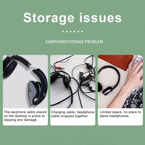 Headphone Stand Desktop PC Gamin Headset Stand Holder Adhesive Bracket Hanger - Picture 4 of 11