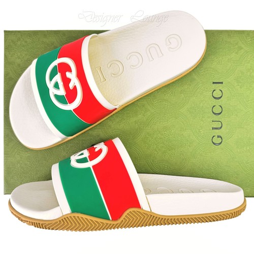 NEW GUCCI Women's Agrado Interlocking G Logo Cream Rubber Slides EU 41 US 11 - Picture 7 of 16