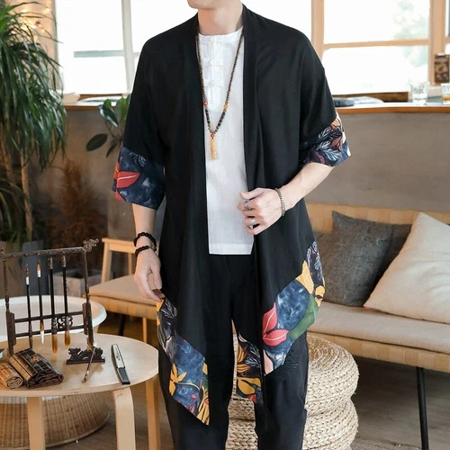 Sommer Kimono Strickjacke Herren Männer Samurai Kostüm Kleidung Kimono Jacke - Bild 24 von 38