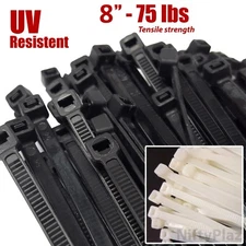 NiftyPlaza 8 Inch Cable Ties, Heavy Duty, 75 lbs, Nylon Plastic Wrap Zip Ties 
