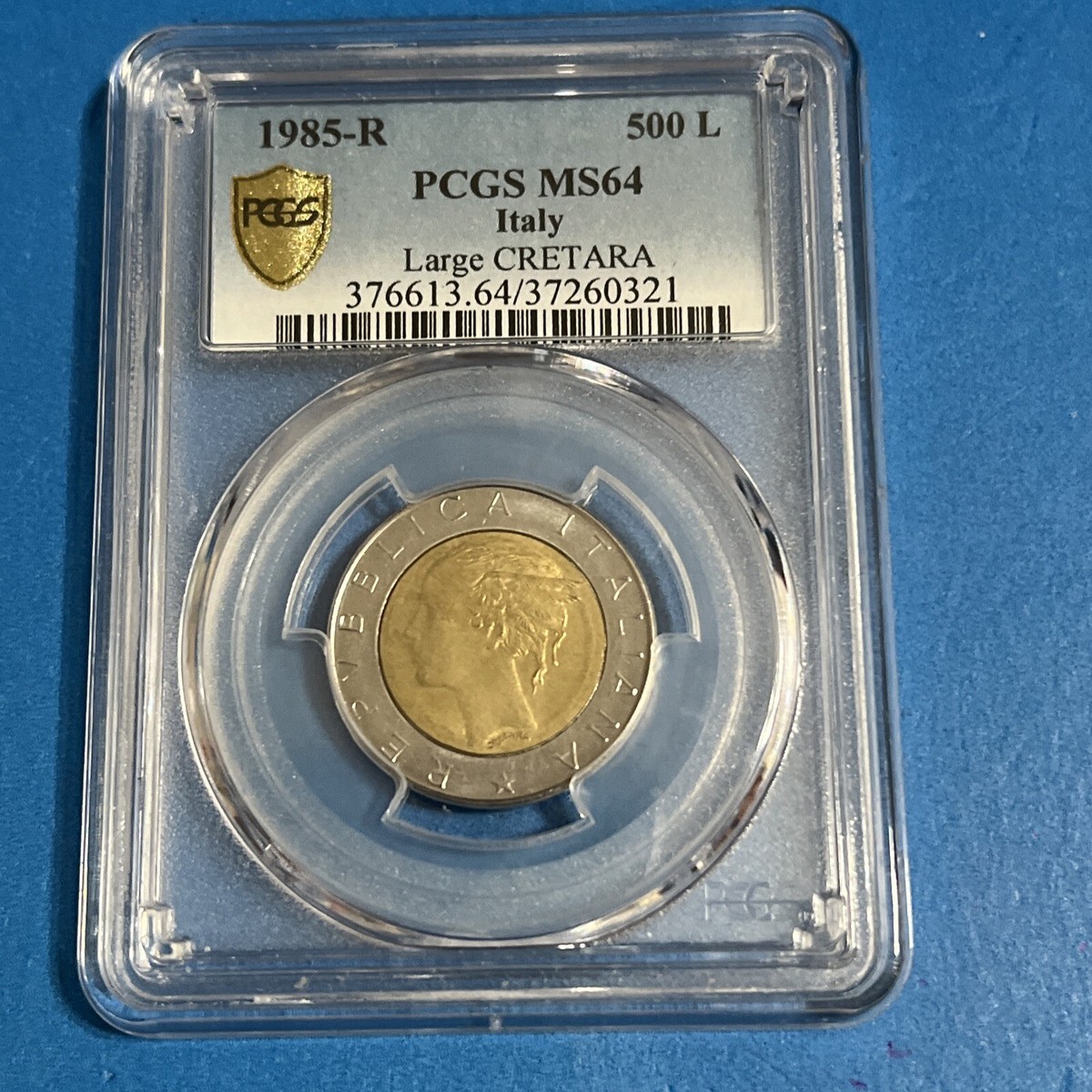 1985 R Italy Large Cretara L.500 PCGS MS64 | eBay