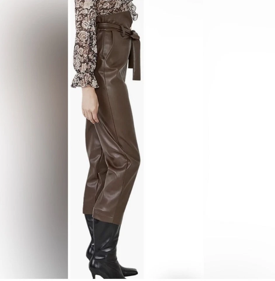 Bardot Debbie PU веган кожи очень мягкий брюки шоколад размер 8 бестселлер вращать - Изображение 4 из 4
