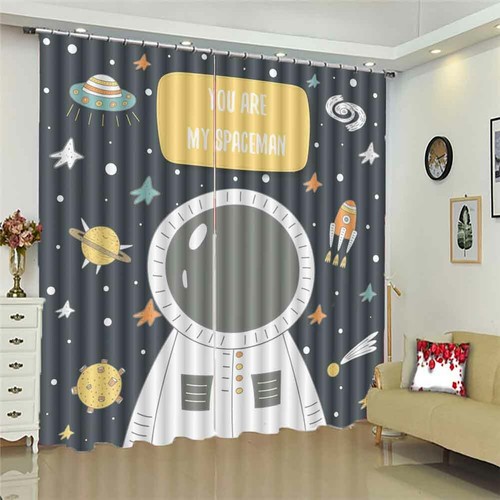 Astronauts Walk In Space 3D Blockout Photo Print Curtain Fabric Curtains Window - Imagen 3 de 10