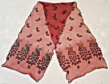 VINTAGE AUTHENTIC ANIMAL ART PEACOCK FEATHER BRICK CHIFFON LONG WOMEN'S SCARF