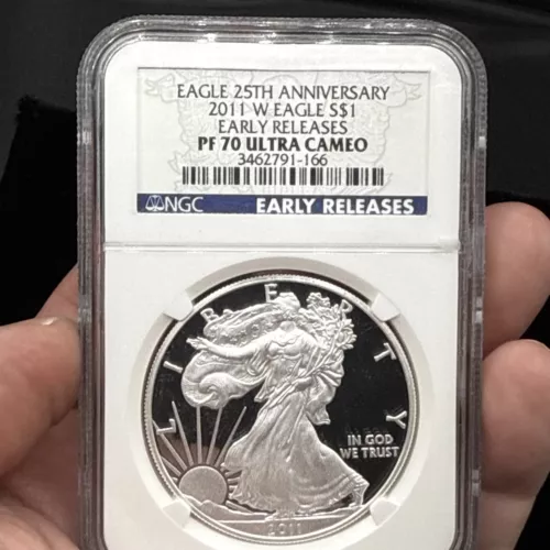 2011 W $1 NGC PF70 ULTRA CAMEO SILVER EAGLE 25TH ANNIVERSARY SET EARLY RELEASES