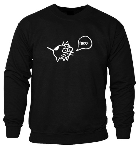 Moo Cat Funny Parody Meme Internet Unisex Cotton Sweatshirt Jumper Pullover - Picture 2 of 3