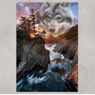Wolf Mountain River 120 Piece Custom Handmade Jigsaw Puzzle