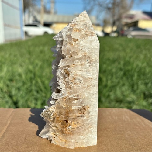 1.67LB Natural Agate coexists with white crystal clusters Obelisk tower point - 第 5/14 張圖片