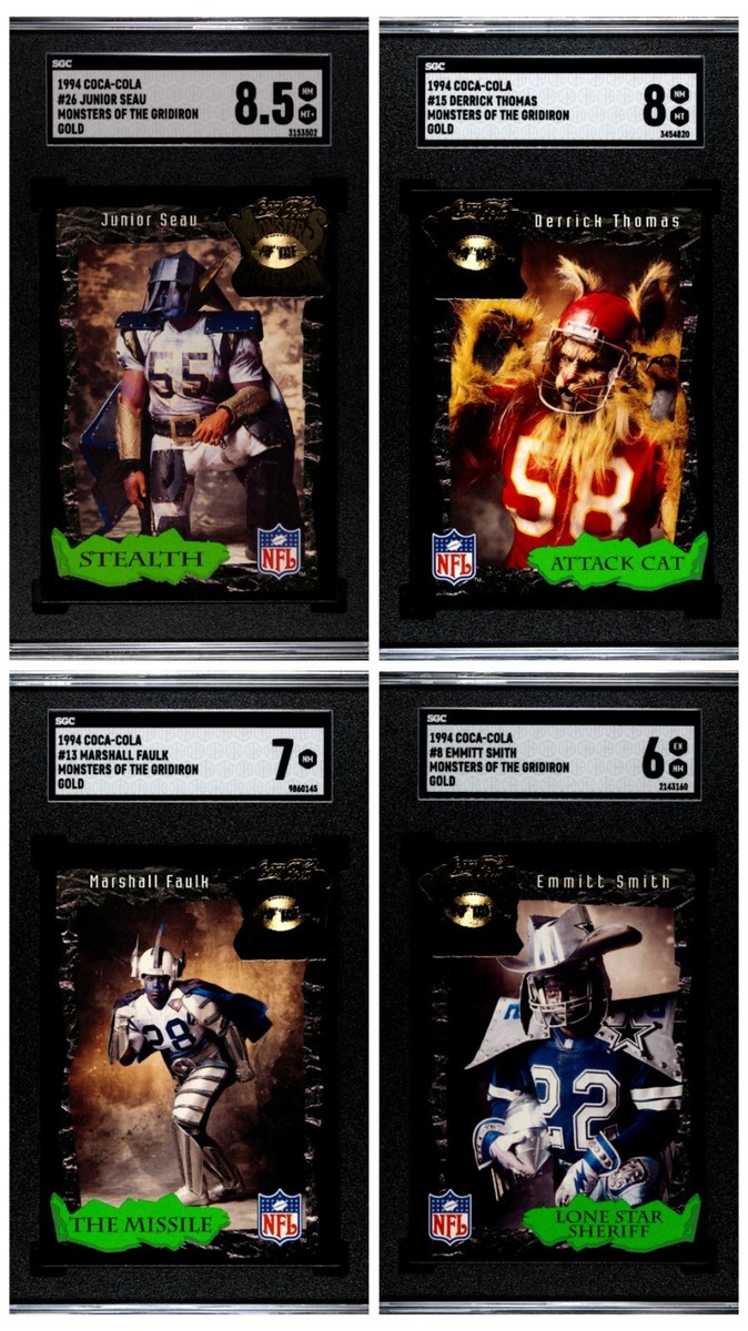 1994 Coca-Cola Monsters Of The Gridiron Gold Emmitt Smith Derrick Thomas  SGC Lot