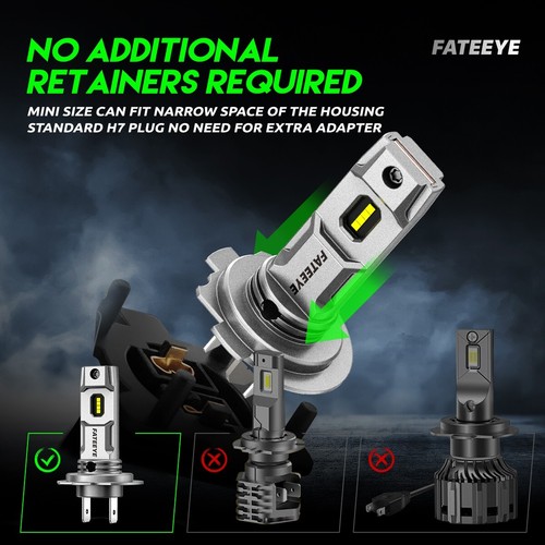 FateEye 2x H7 LED Headlight Bulbs Kit 6500K 50W Super White Led Canbus Bulbs UK - Picture 5 of 11