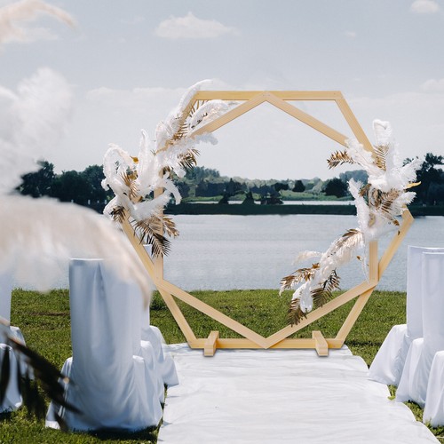 Metal/Wood Adjustable Size Wedding Arch Backdrop Stand &Drape Pampas Grass Decor - Picture 111 of 182