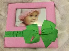 Mudpie Initial I Or S Baby Girl Kids 4x6 Pink Green Bow Photo Picture Frame New