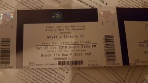 Whyte vs. Chisora II boxing ticket - fantastic view - collect at O2