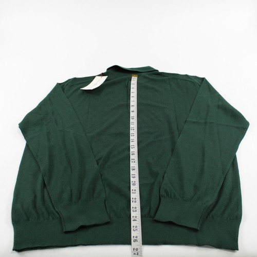 Luciano Barbera NWT Collared Sweater Size 54 XL US Solid Green Cashmere/Silk - Picture 9 of 10