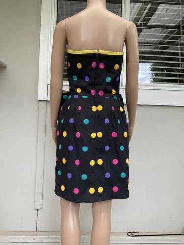 Vtg 80s Victor Costa Polka Dot Cocktail Party Dress 10 - Picture 5 of 9