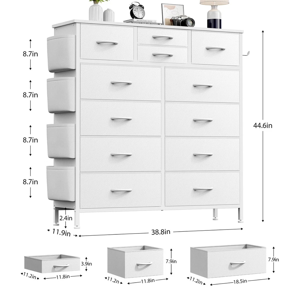 Pre-Owned 12 Drawer Dresser Fabric Chest Storage Organizer for Bedroom White - Image 3 of 4