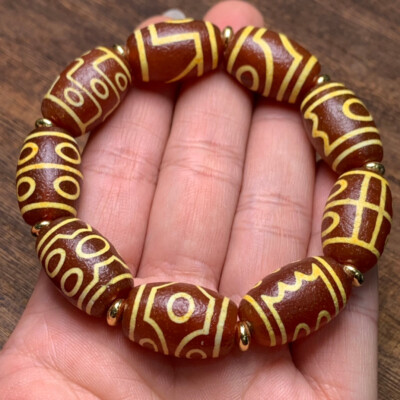 Tibetan Nepalese Himalayan Ancient agate Old Dzi Talisman eye Bead Amulet FYM