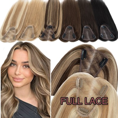 Toupet Echthaar Damen Clip In Haar Topper Toupee Extensions Haarteile Lace Base