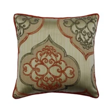 Decorative Cushion Cover Orange 16"x16", Sofa Decor Silk - Orange Damask Galore