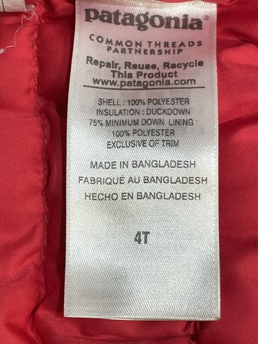 Patagonia Baby Down Sweater Childs 4T Pink Zip Up - Picture 6 of 7