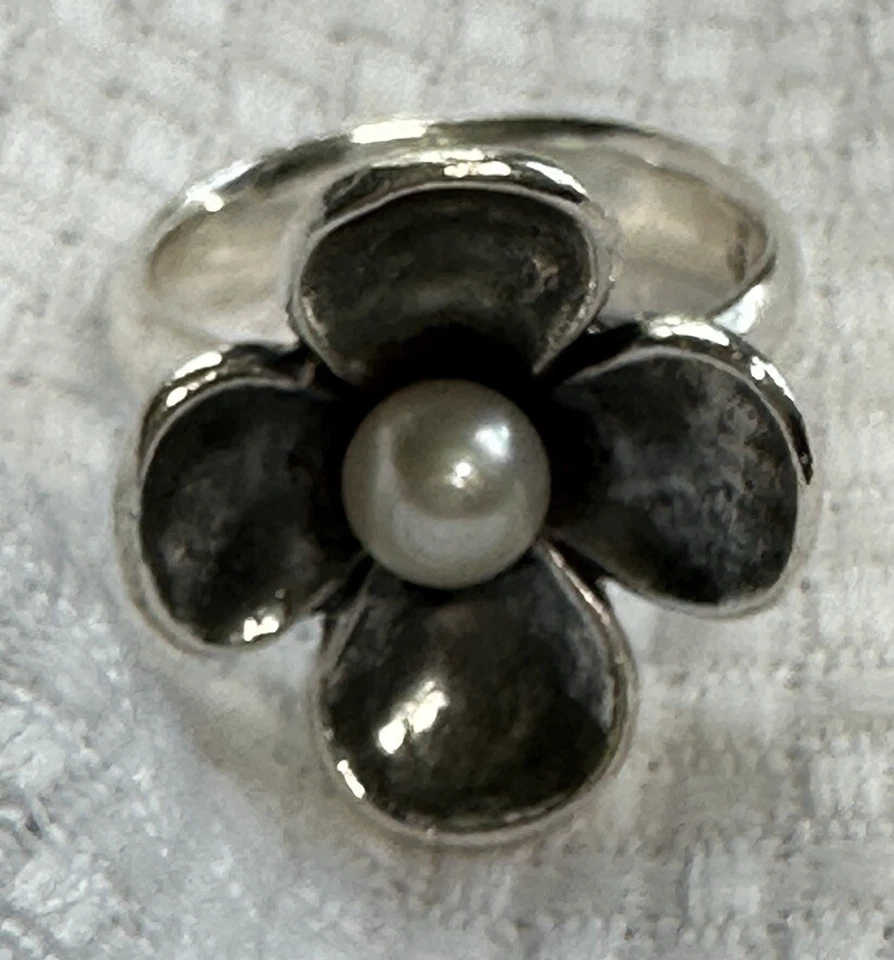 Anillo retirado James Avery flor de perlas 925 - vintage - talla 4,75 Foto 4 de 4