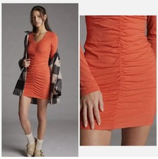NWT Sundry Anthropologie rouched mini dress coral size 1 small fall party sexy